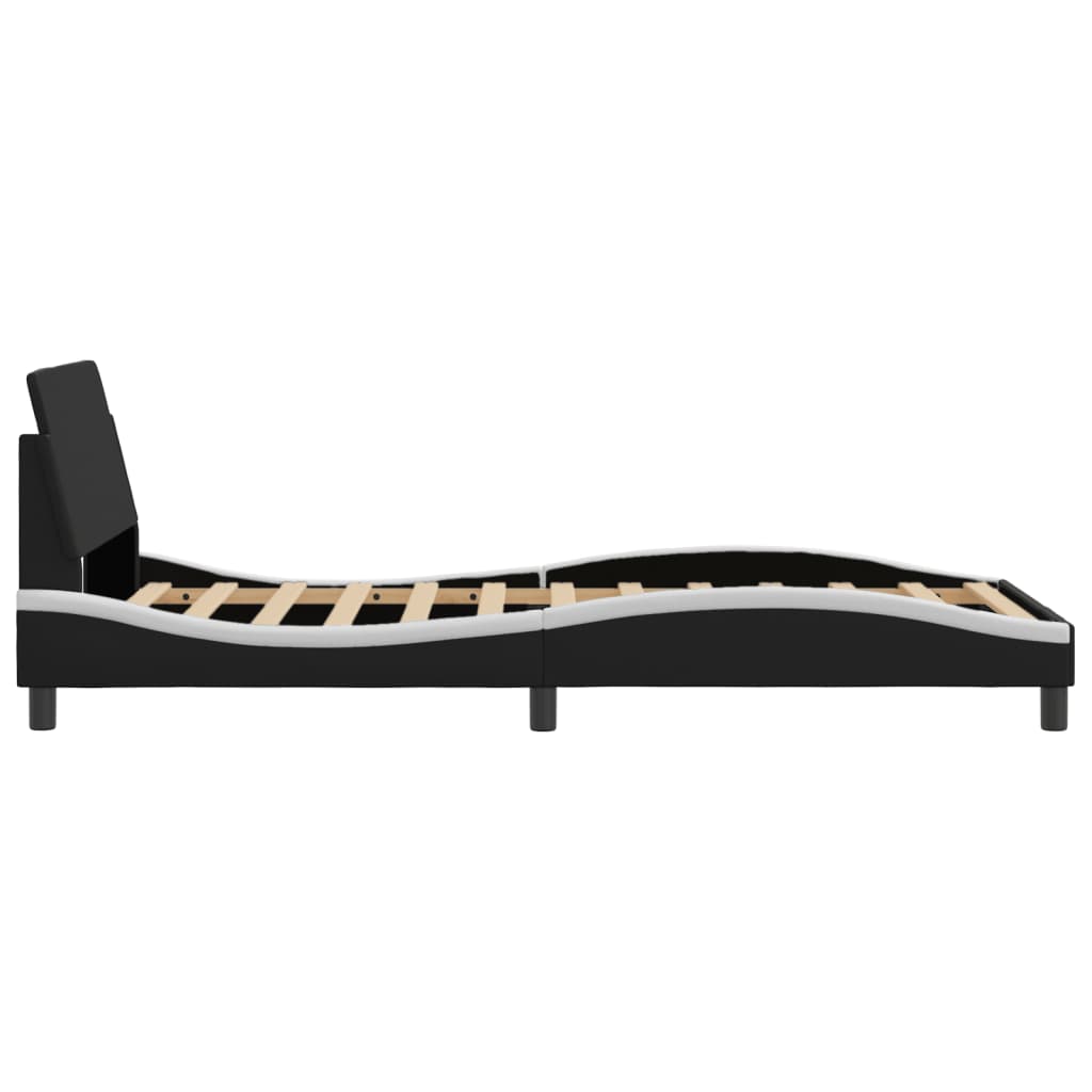 Bedframe "Dover" kunstleer zwart en wit 100x190 cm