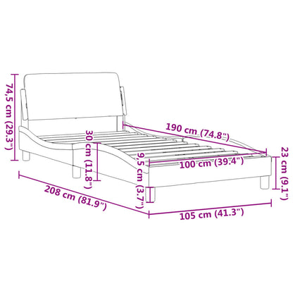 Bedframe "Dover" kunstleer zwart en wit 100x190 cm