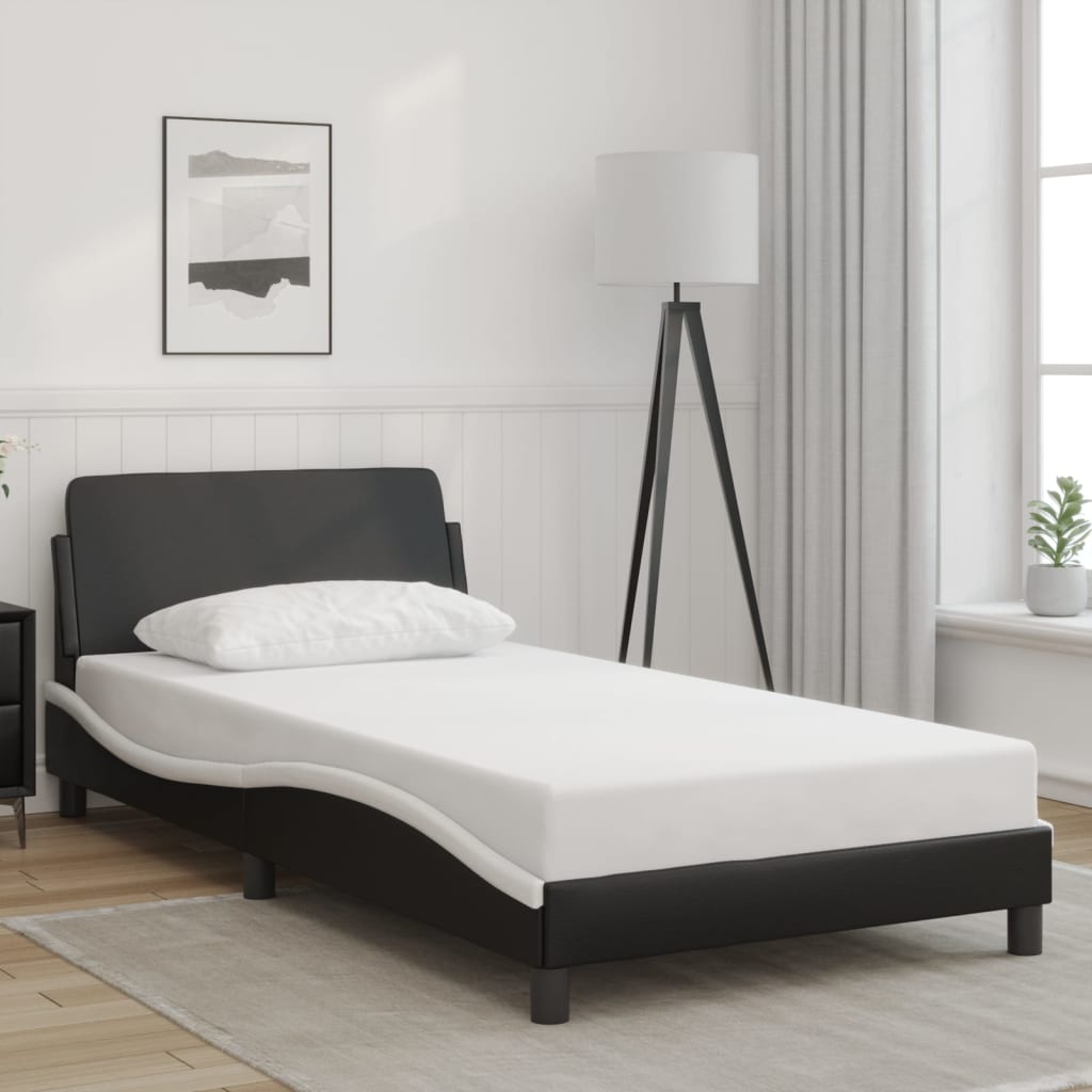Bedframe "Dover" kunstleer zwart en wit 100x190 cm