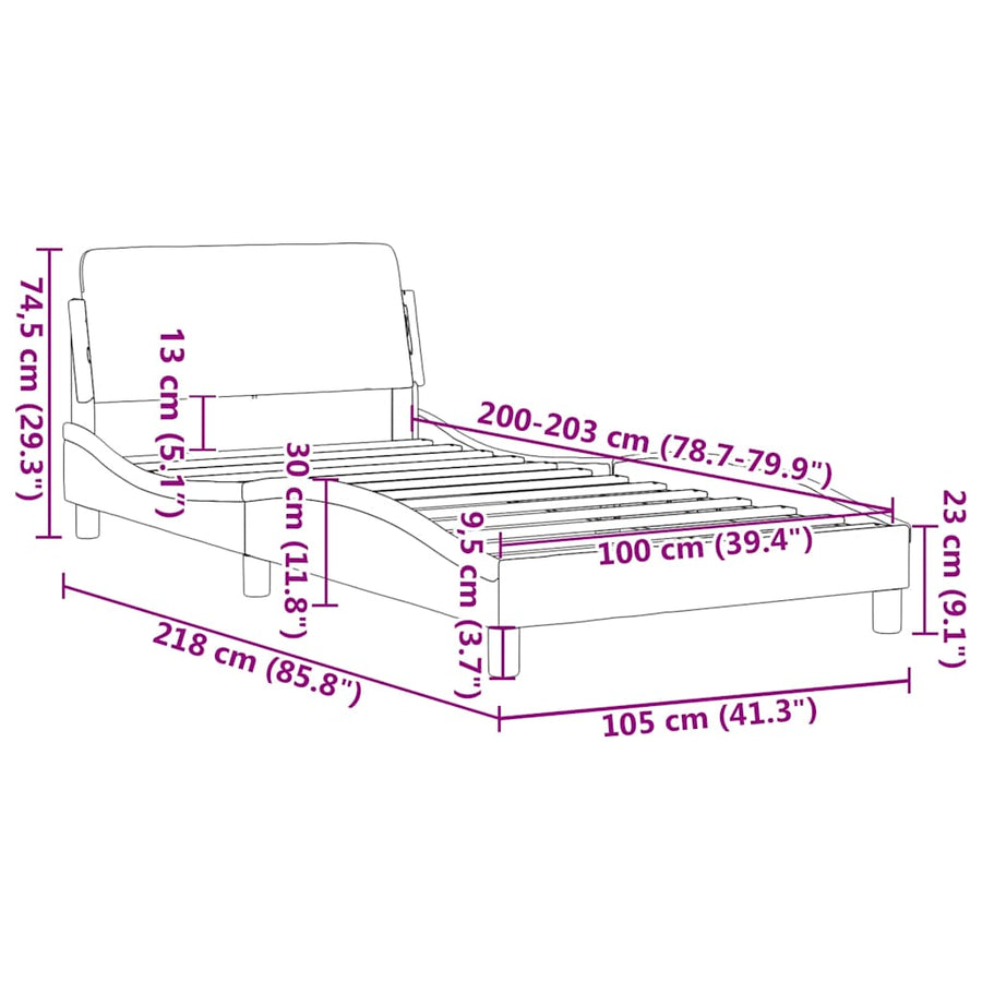 Bedframe "Dover" stof donkergrijs 100x203 cm