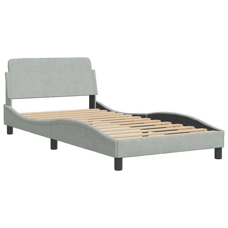 Bedframe "Dover" fluweel lichtgrijs 100x203 cm