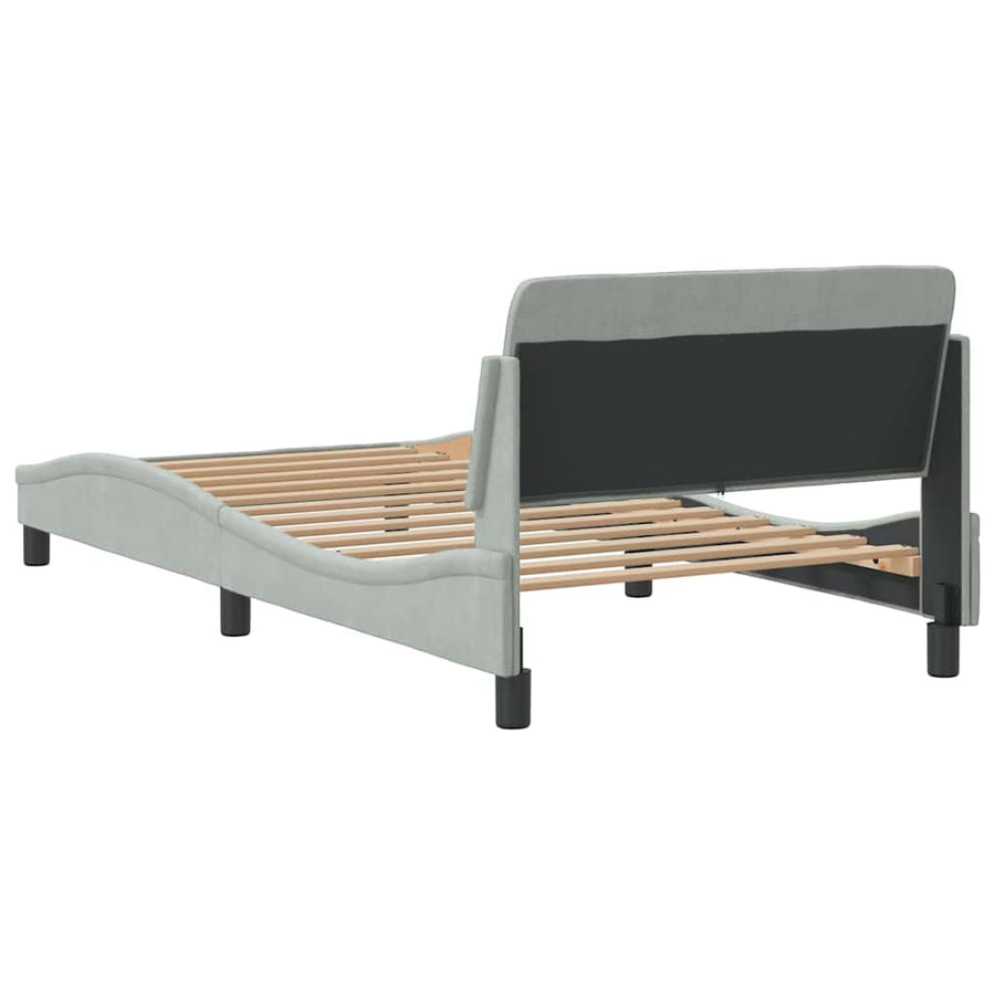 Bedframe "Dover" fluweel lichtgrijs 100x203 cm