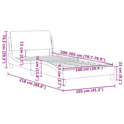 Bedframe "Dover" fluweel lichtgrijs 100x203 cm