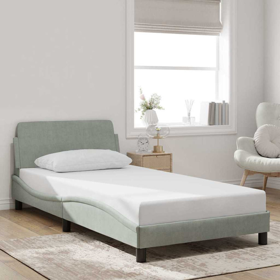 Bedframe "Dover" fluweel lichtgrijs 100x203 cm