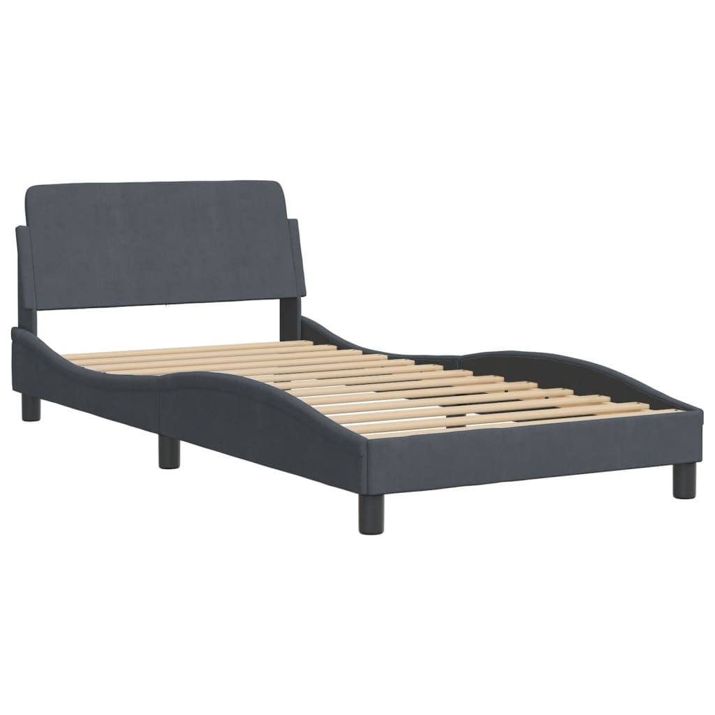 Bedframe "Dover" fluweel donkergrijs 100x203 cm