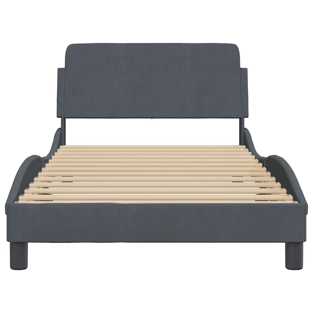 Bedframe "Dover" fluweel donkergrijs 100x203 cm