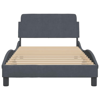 Bedframe "Dover" fluweel donkergrijs 100x203 cm