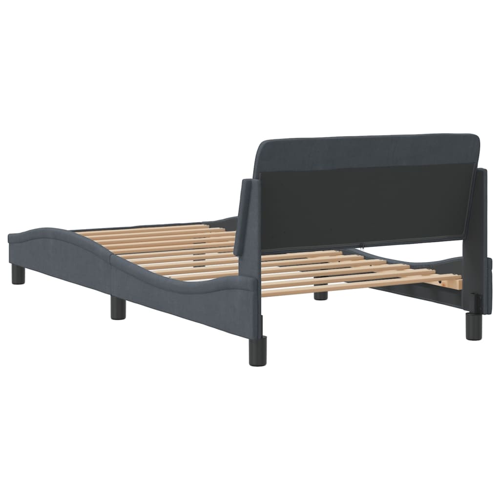 Bedframe "Dover" fluweel donkergrijs 100x203 cm