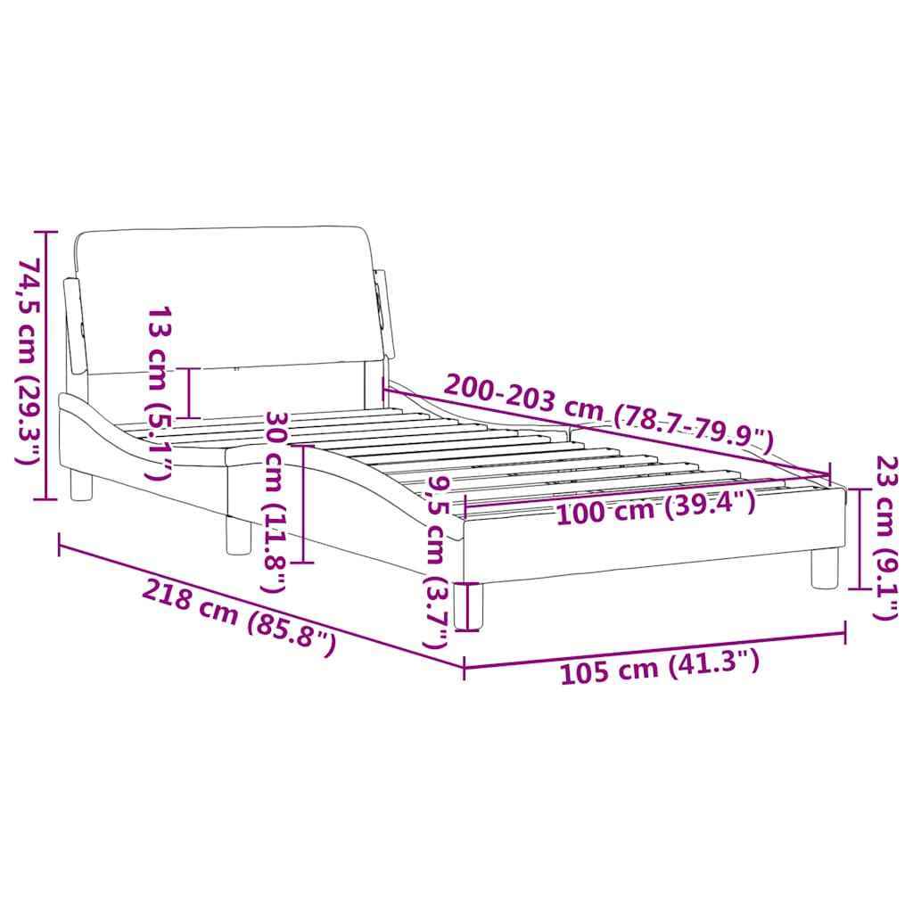 Bedframe "Dover" kunstleer zwart 100x203 cm