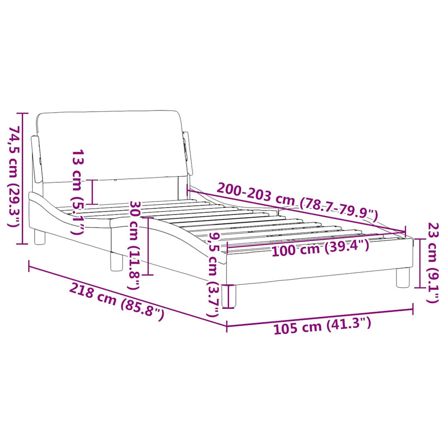 Bedframe "Dover" kunstleer zwart 100x203 cm