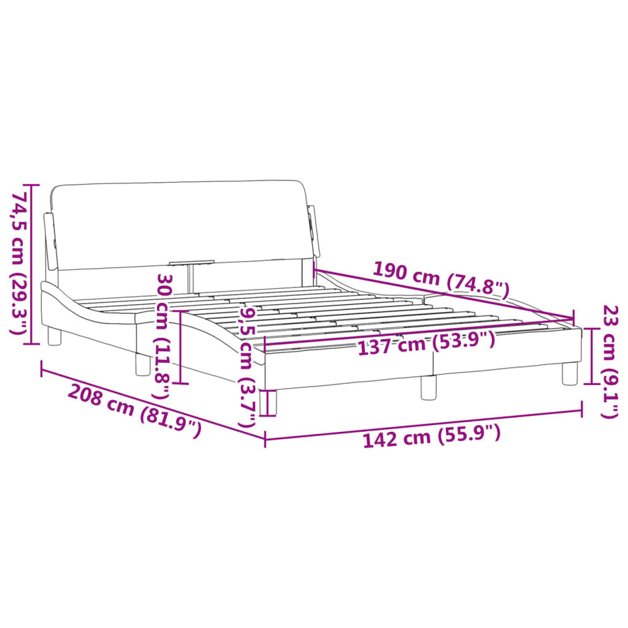 Bedframe "Dover" fluweel lichtgrijs 137x190 cm