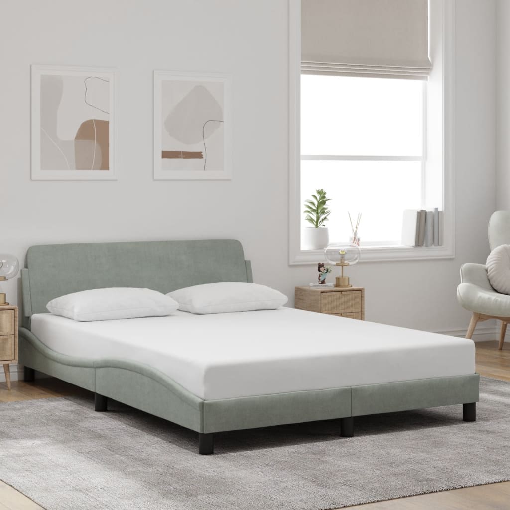 Bedframe "Dover" fluweel lichtgrijs 137x190 cm