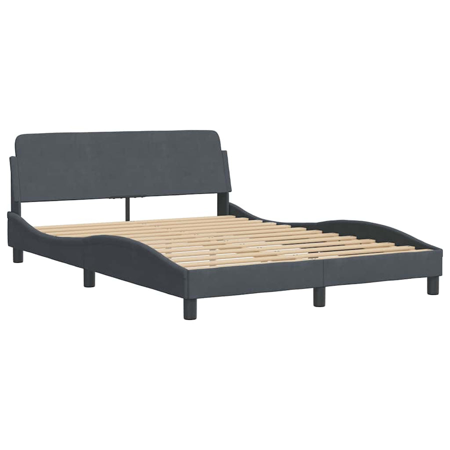 Bedframe "Dover" fluweel donkergrijs 137x190 cm