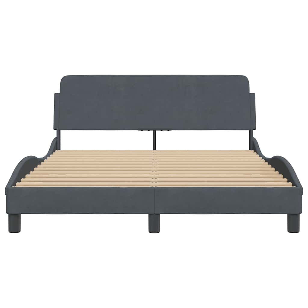 Bedframe "Dover" fluweel donkergrijs 137x190 cm