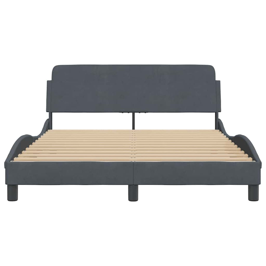 Bedframe "Dover" fluweel donkergrijs 137x190 cm