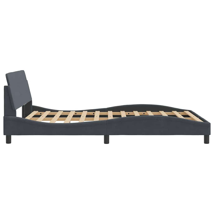 Bedframe "Dover" fluweel donkergrijs 137x190 cm