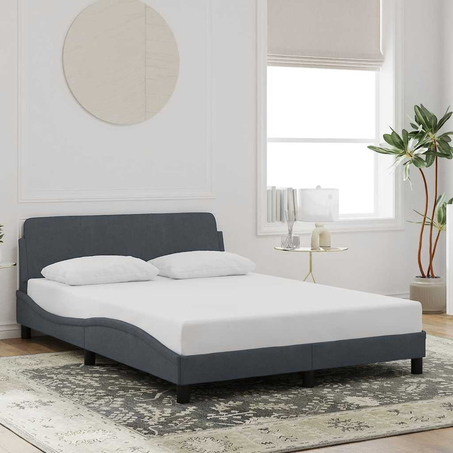 Bedframe "Dover" fluweel donkergrijs 137x190 cm
