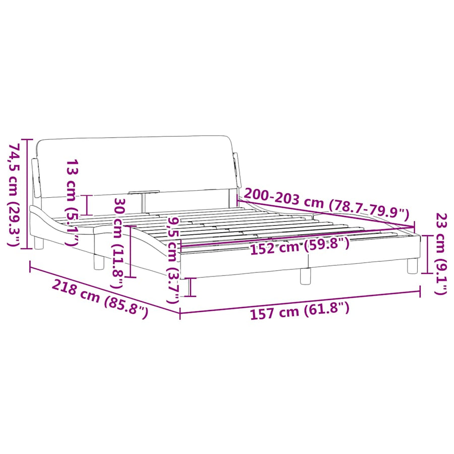 Bedframe "Dover" stof lichtgrijs 152x203 cm