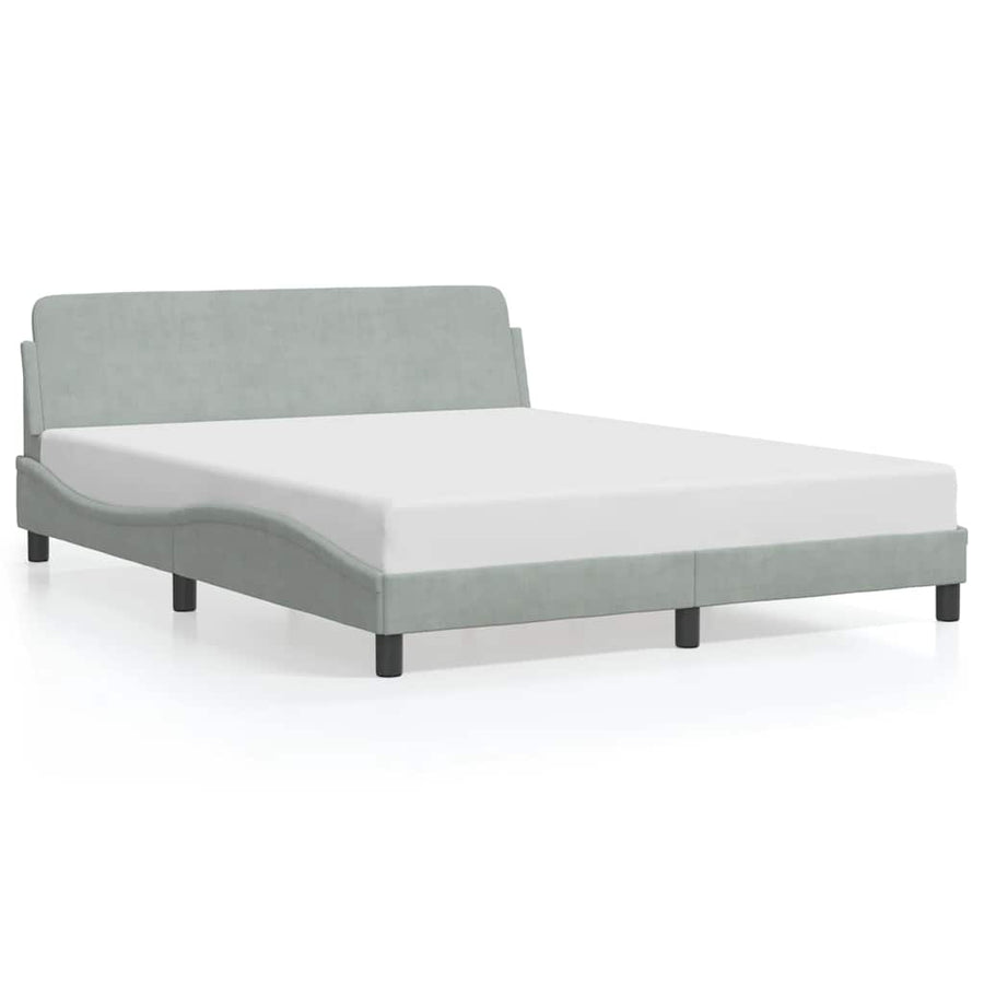 Bedframe "Dover" fluweel lichtgrijs 152x203 cm