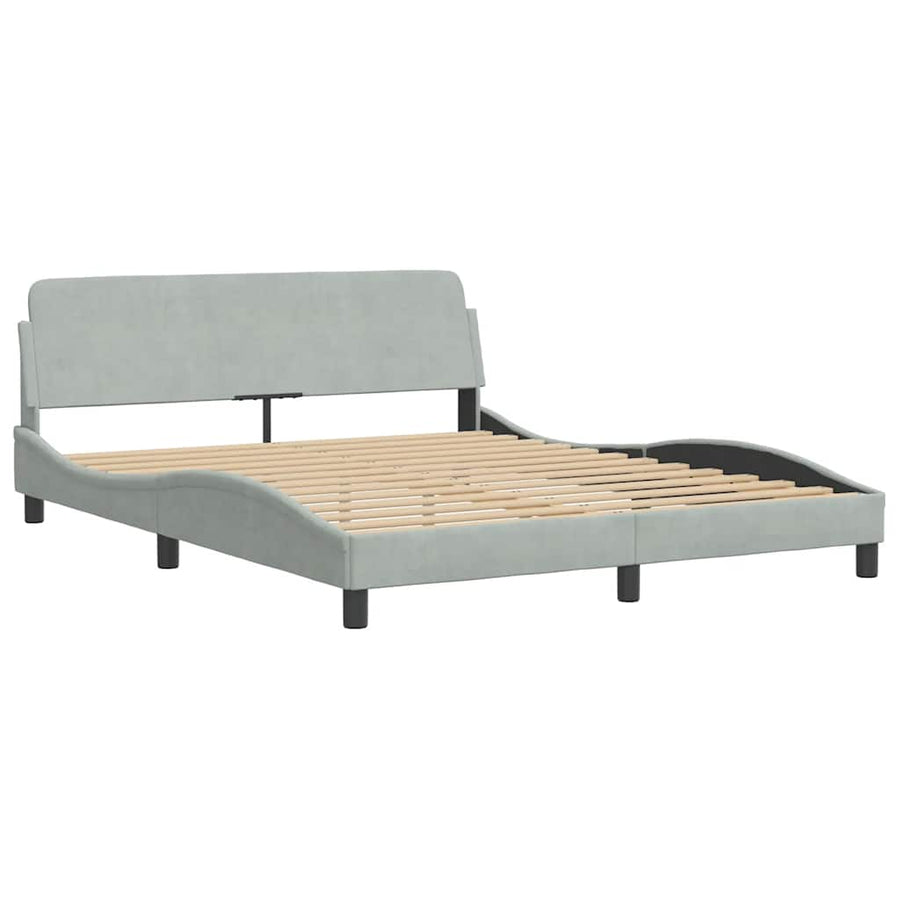 Bedframe "Dover" fluweel lichtgrijs 152x203 cm