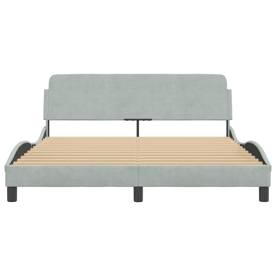 Bedframe "Dover" fluweel lichtgrijs 152x203 cm