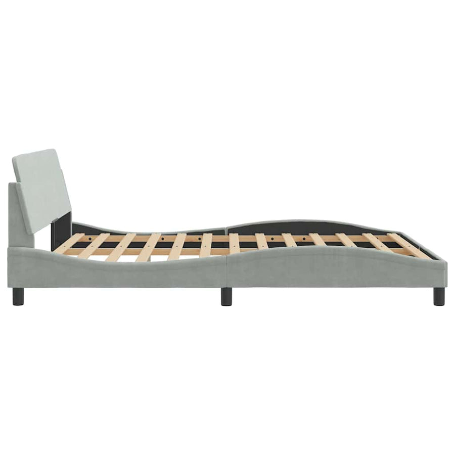 Bedframe "Dover" fluweel lichtgrijs 152x203 cm