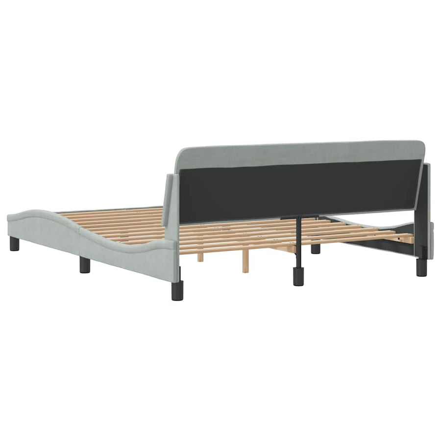 Bedframe "Dover" fluweel lichtgrijs 152x203 cm