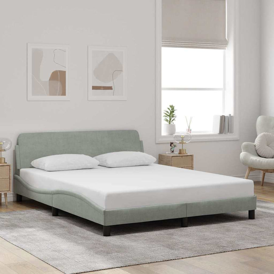 Bedframe "Dover" fluweel lichtgrijs 152x203 cm