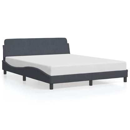 Bedframe "Dover" fluweel donkergrijs 152x203 cm
