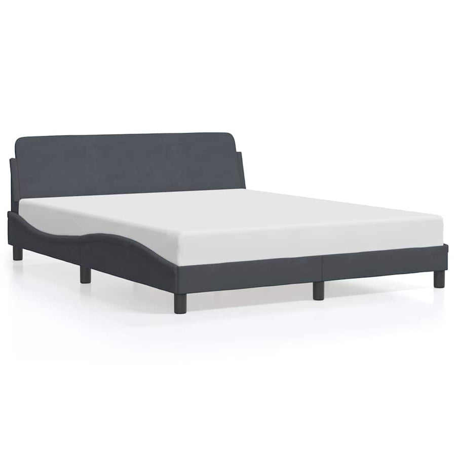 Bedframe "Dover" fluweel donkergrijs 152x203 cm