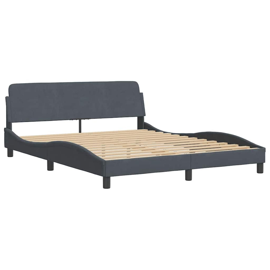 Bedframe "Dover" fluweel donkergrijs 152x203 cm