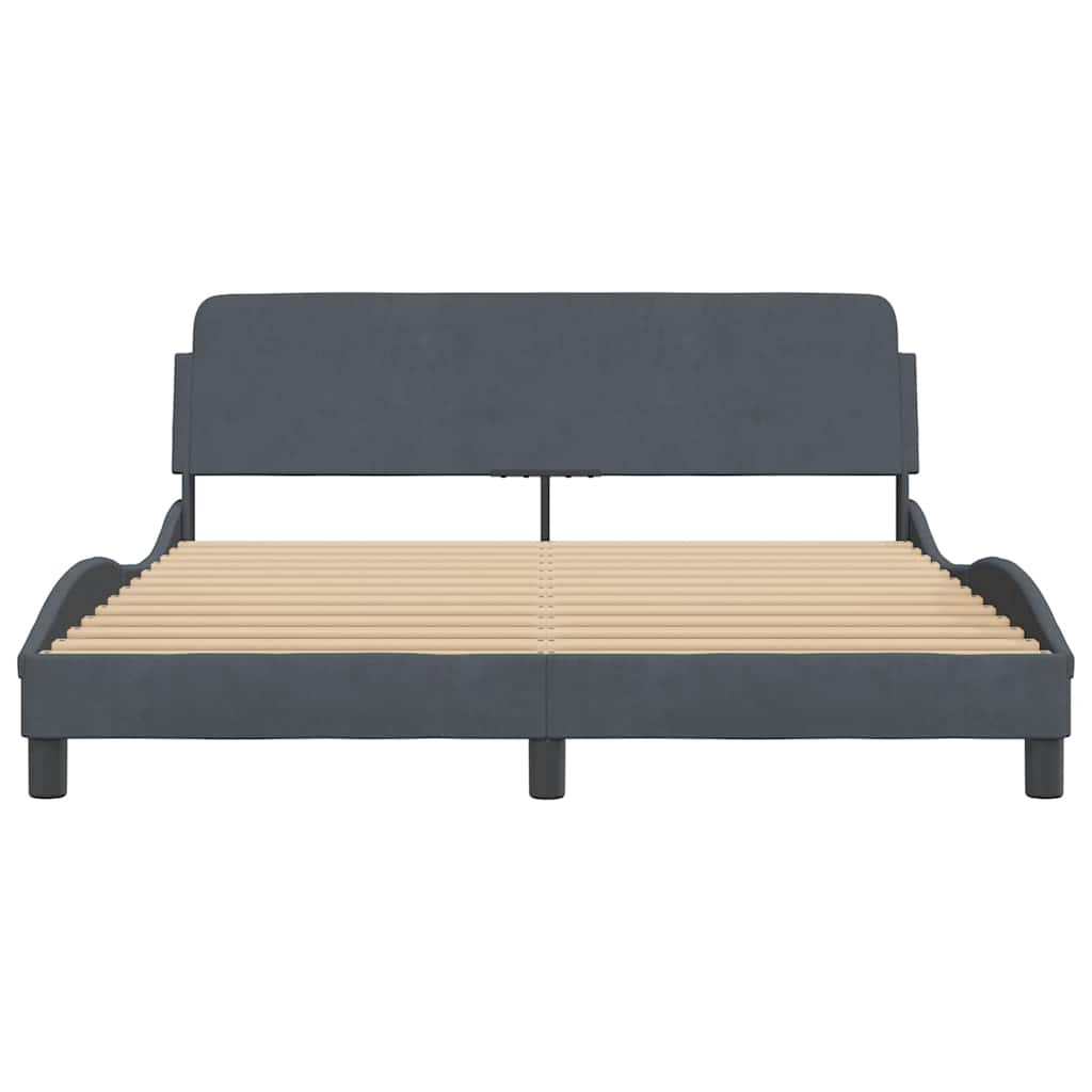 Bedframe "Dover" fluweel donkergrijs 152x203 cm