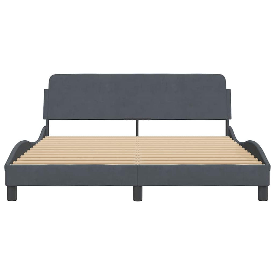 Bedframe "Dover" fluweel donkergrijs 152x203 cm