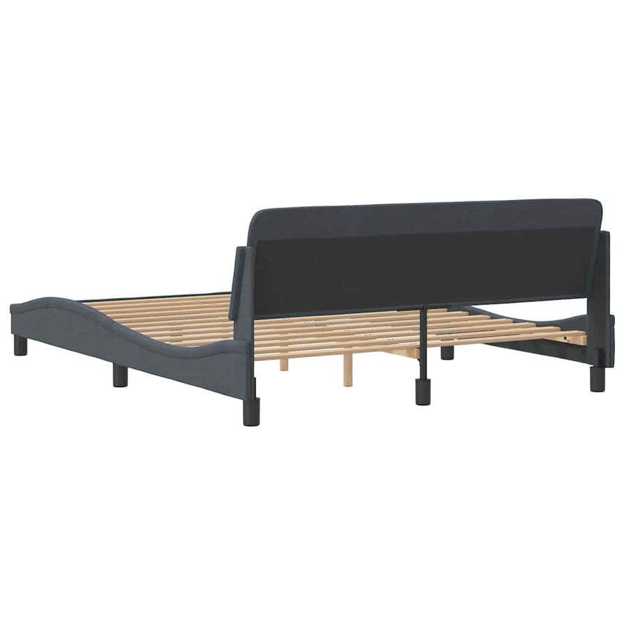 Bedframe "Dover" fluweel donkergrijs 152x203 cm
