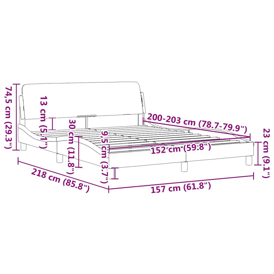 Bedframe "Dover" fluweel donkergrijs 152x203 cm