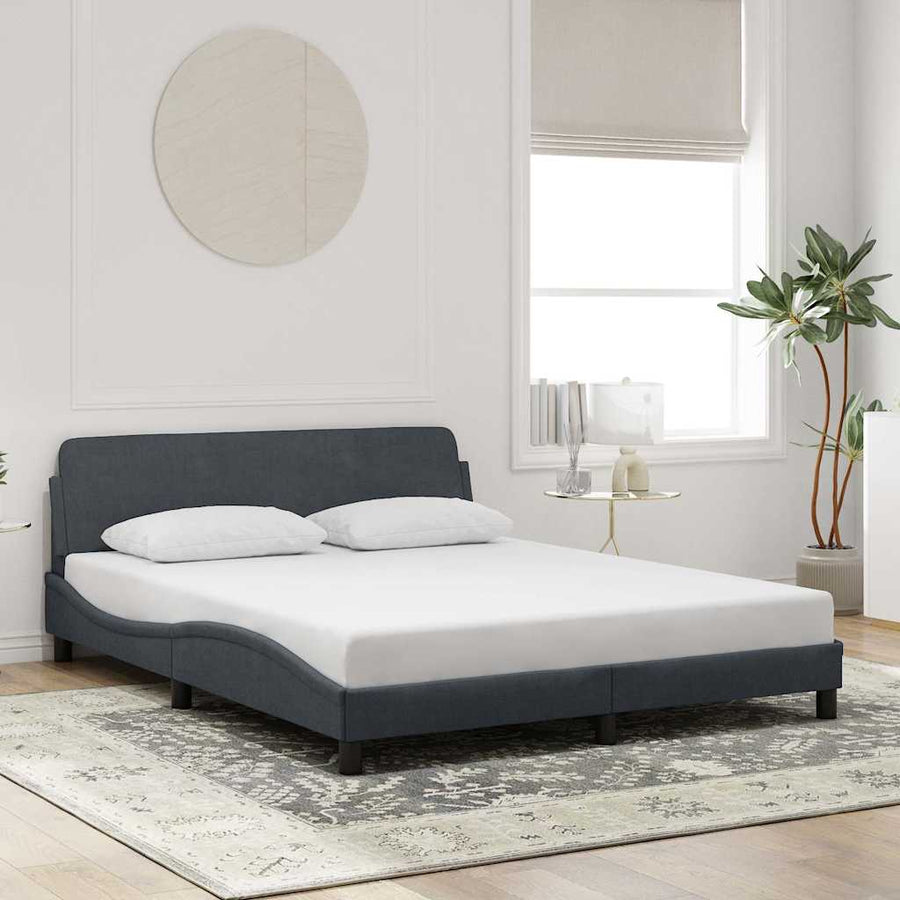 Bedframe "Dover" fluweel donkergrijs 152x203 cm