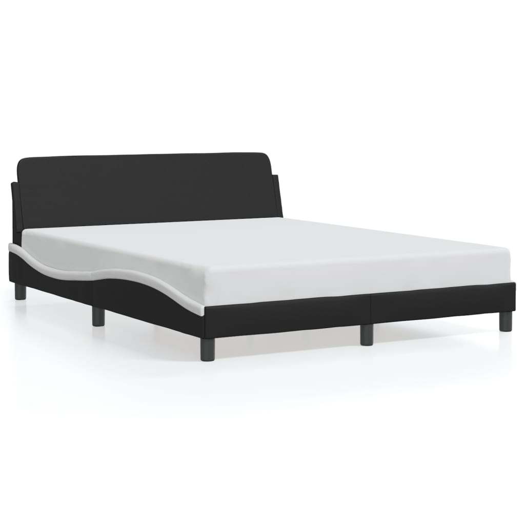 Bedframe "Dover" kunstleer zwart en wit 152x203 cm