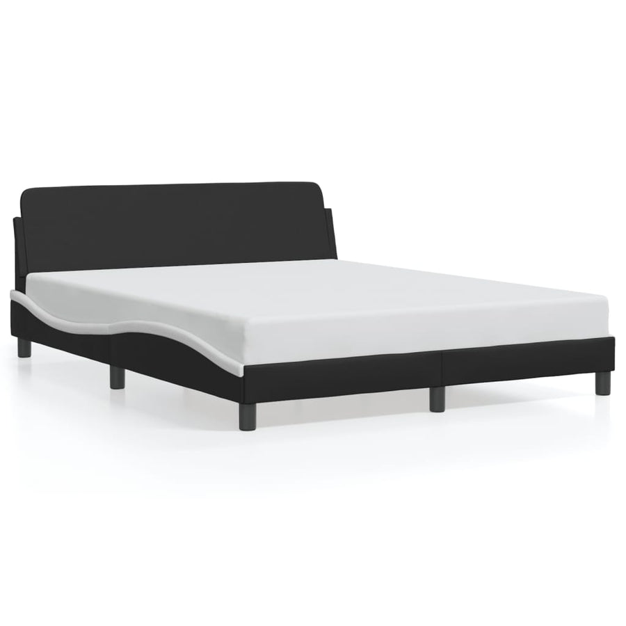 Bedframe "Dover" kunstleer zwart en wit 152x203 cm