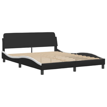 Bedframe "Dover" kunstleer zwart en wit 152x203 cm