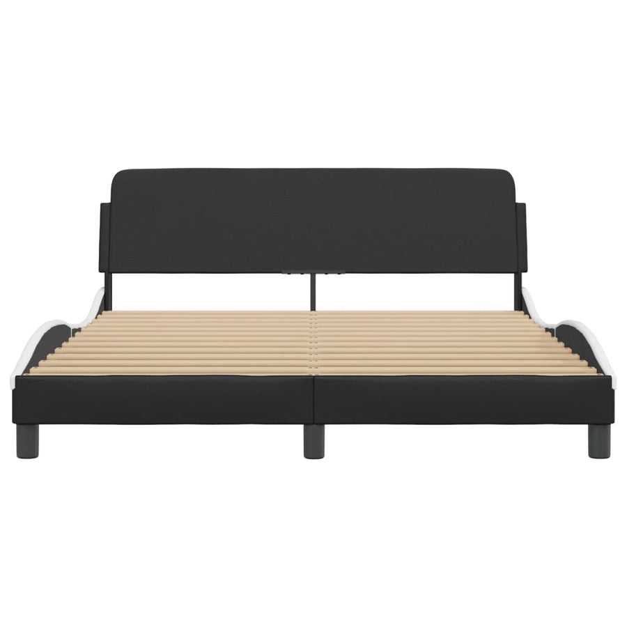 Bedframe "Dover" kunstleer zwart en wit 152x203 cm
