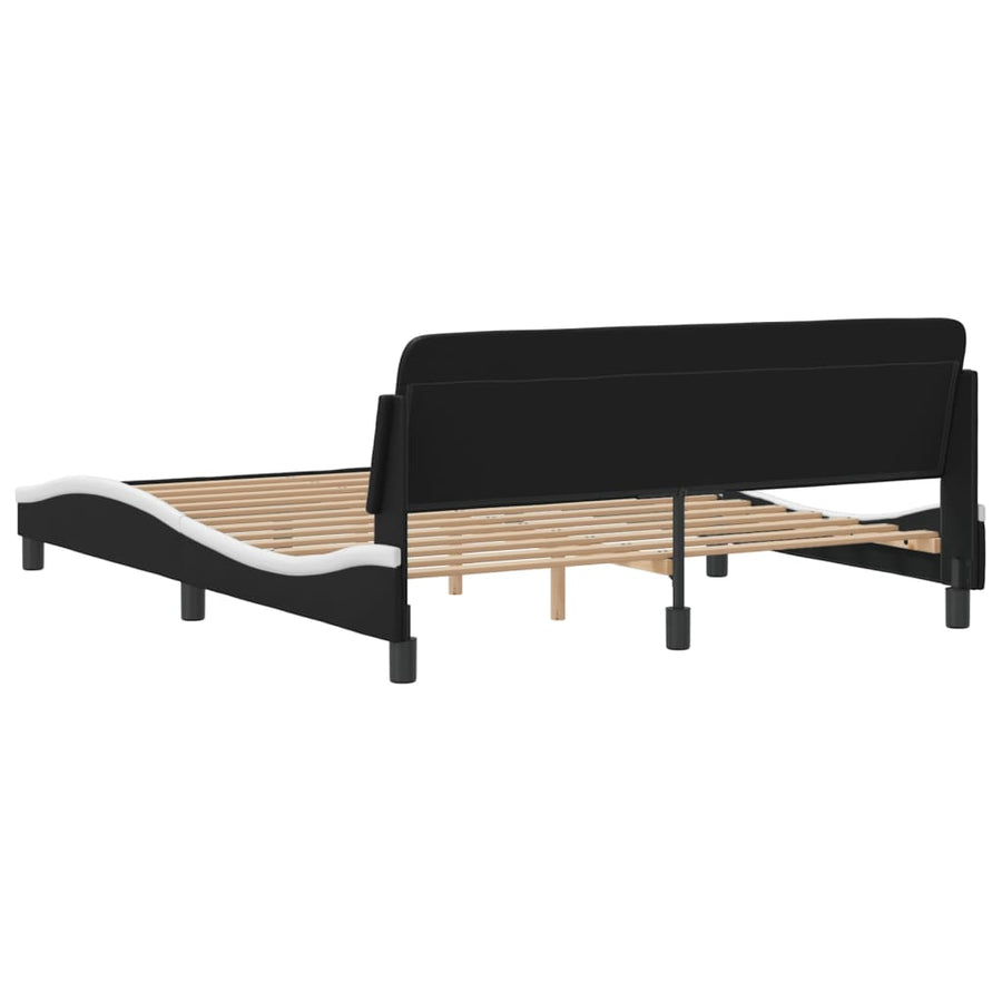 Bedframe "Dover" kunstleer zwart en wit 152x203 cm