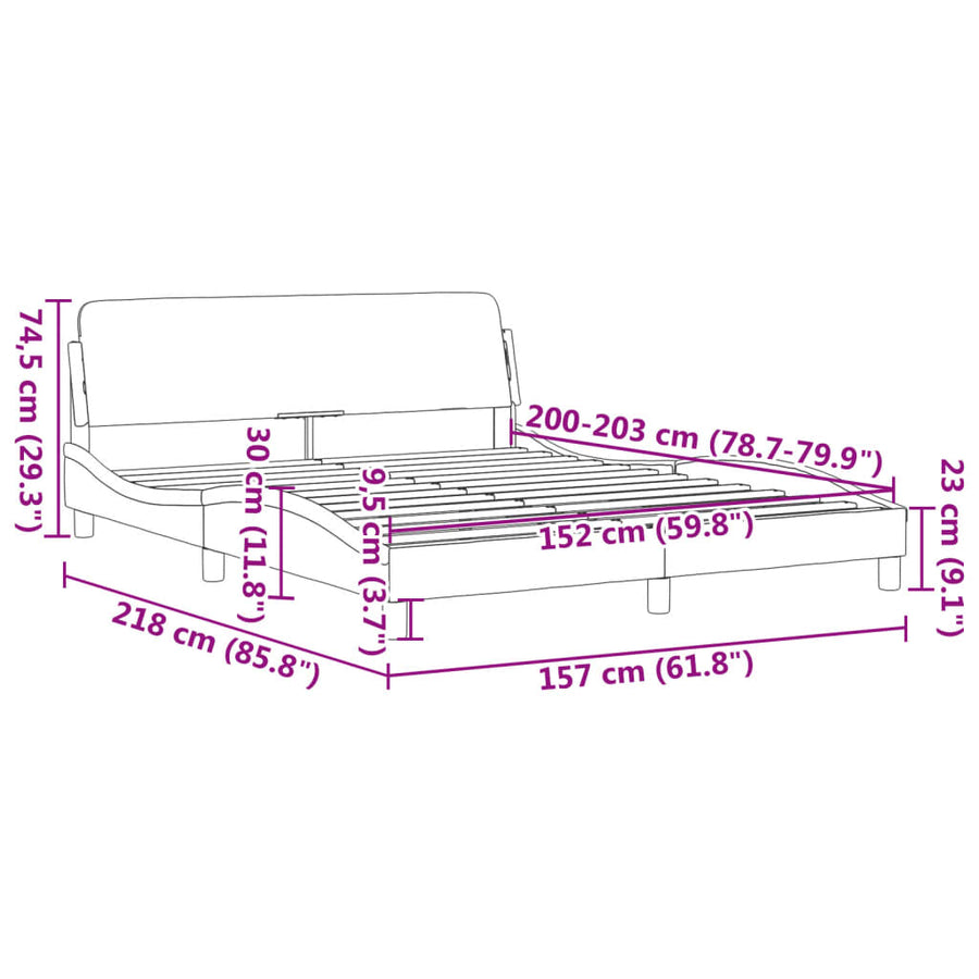 Bedframe "Dover" kunstleer zwart en wit 152x203 cm