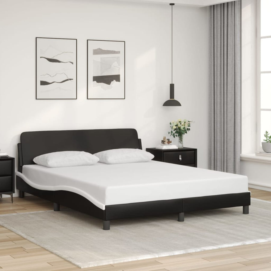 Bedframe "Dover" kunstleer zwart en wit 152x203 cm