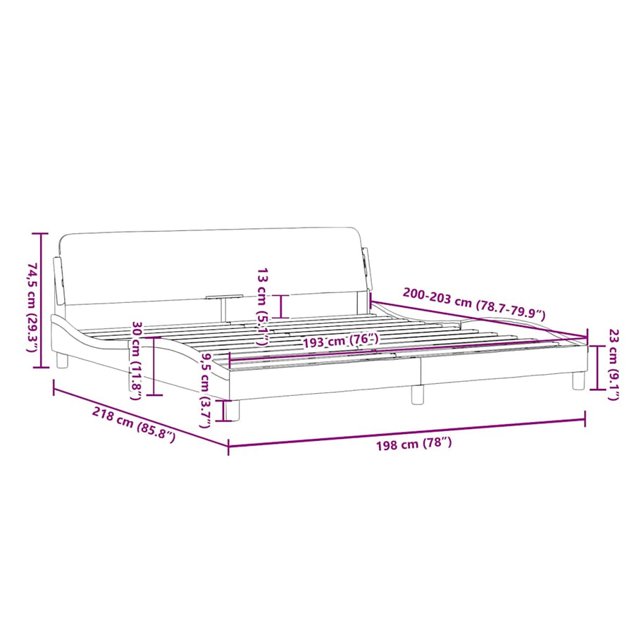 Bedframe "Dover" stof donkergrijs 193x203 cm