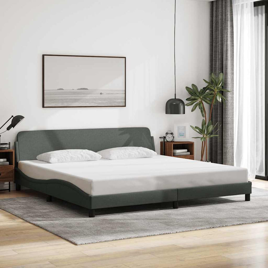 Bedframe "Dover" stof donkergrijs 193x203 cm