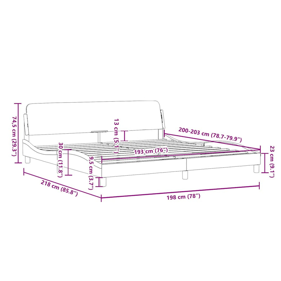 Bedframe "Dover" kunstleer zwart 193x203 cm