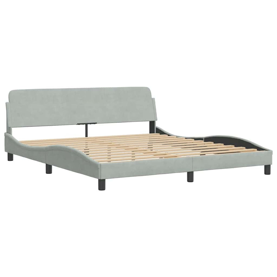 Bedframe "Dover" fluweel lichtgrijs 183x213 cm