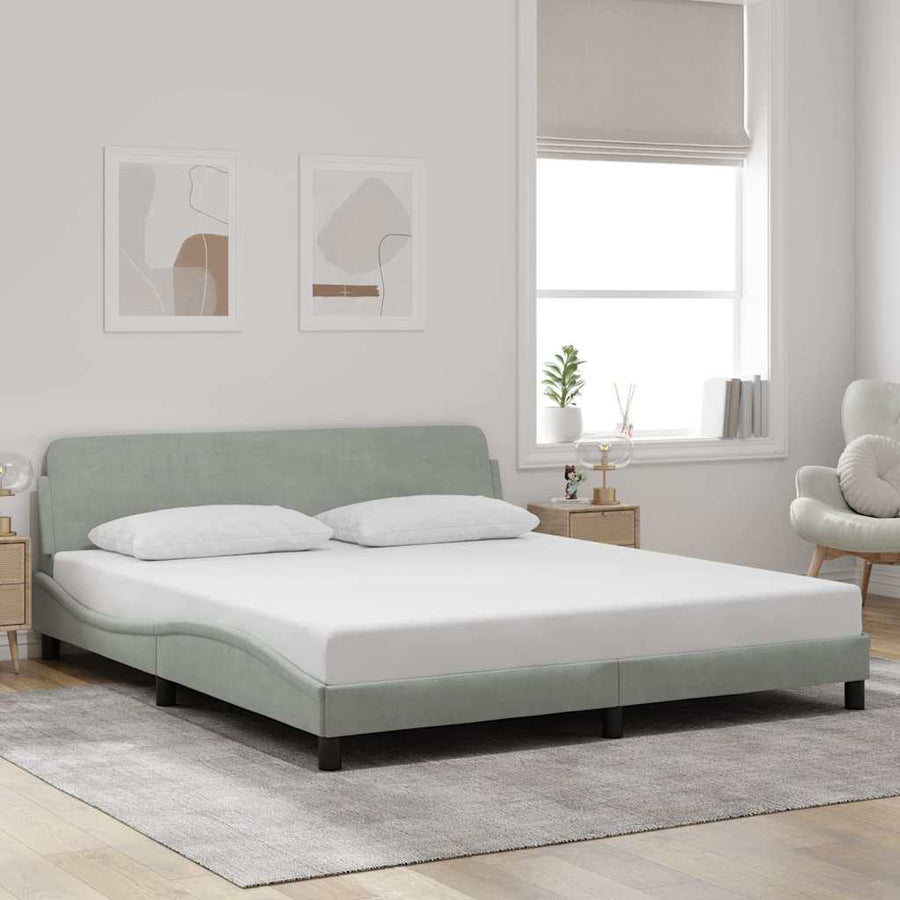 Bedframe "Dover" fluweel lichtgrijs 183x213 cm