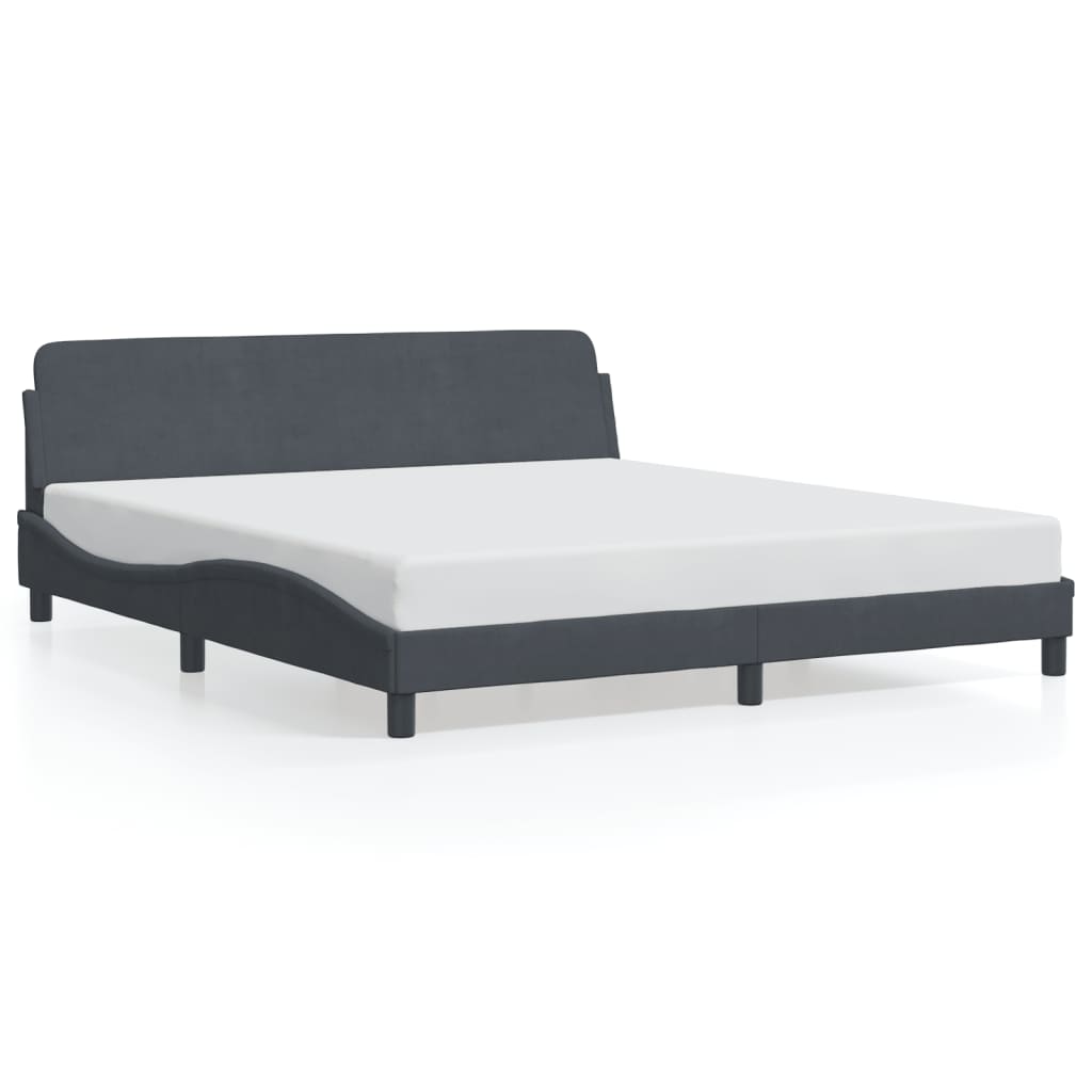 Bedframe "Dover" fluweel donkergrijs 183x213 cm