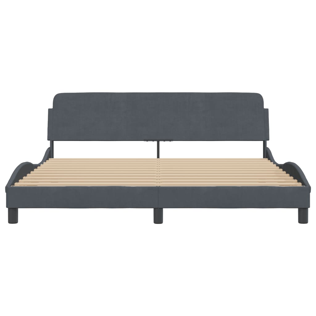 Bedframe "Dover" fluweel donkergrijs 183x213 cm